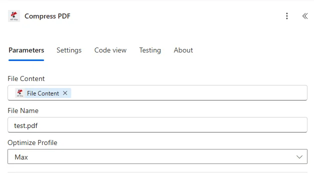 Clicca per ingrandire Comprimi PDF Power Automate